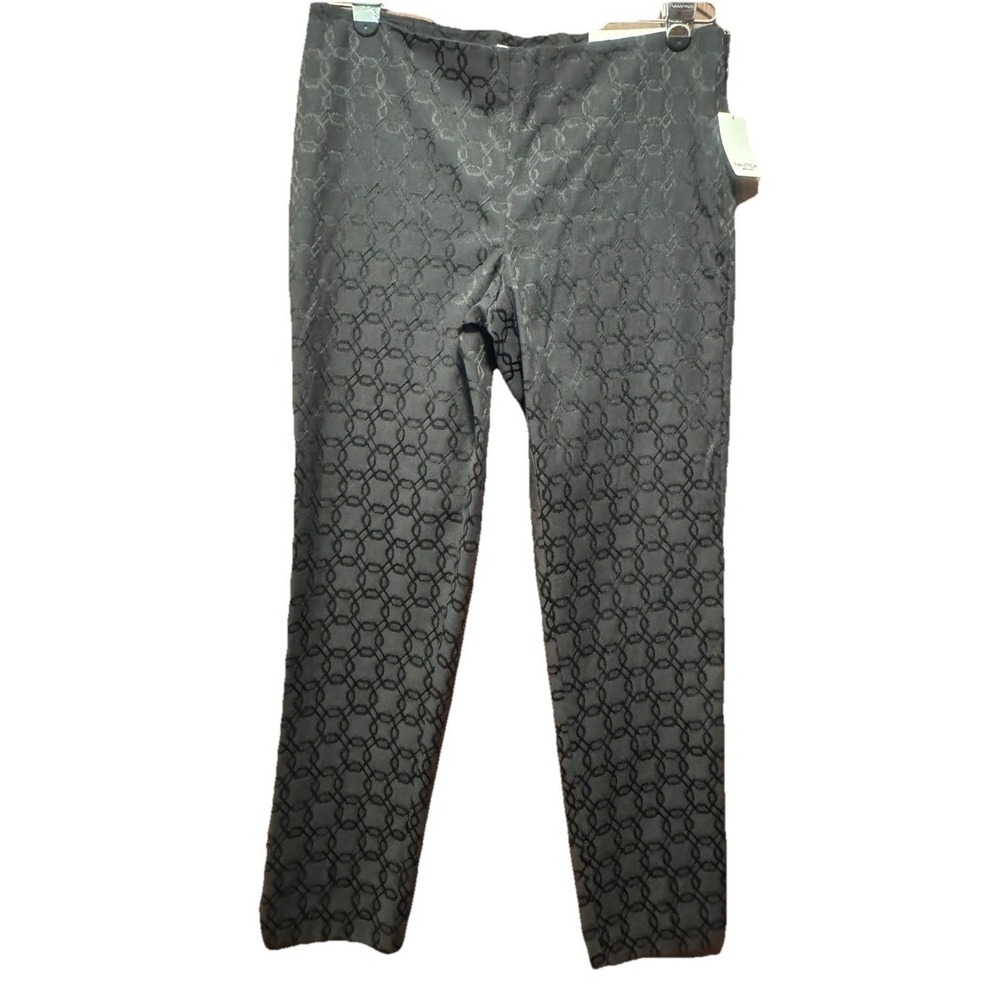Nautica Womens Black Geometric Chain Link Jacquard Ankle Pants Size 10 NEW